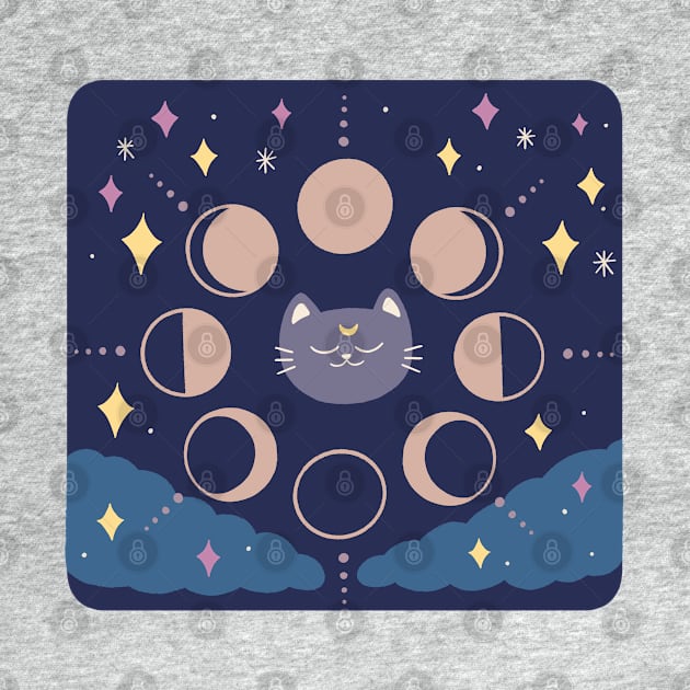 Quirky Moon Phase Cat by awesomesaucebysandy